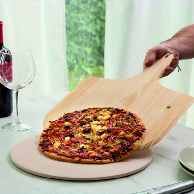 7889208 Kameň na pečenie pizze s drevenou lopatkou ACHI